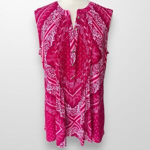Croft‎ & Barrow Women's Size XL Top Shirt Sleeveless Blouse Stretch Flowy Pink